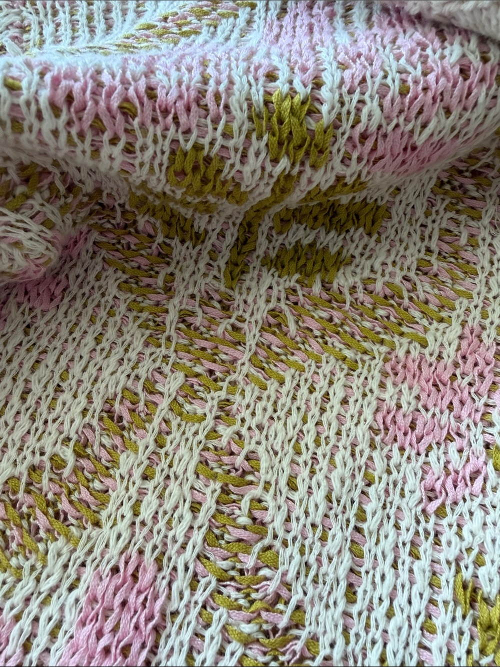 Anthro saltwater LUXE Cream Knit Crewneck Sweater with Pink & Olive Floral Motif - Picture 6 of 7